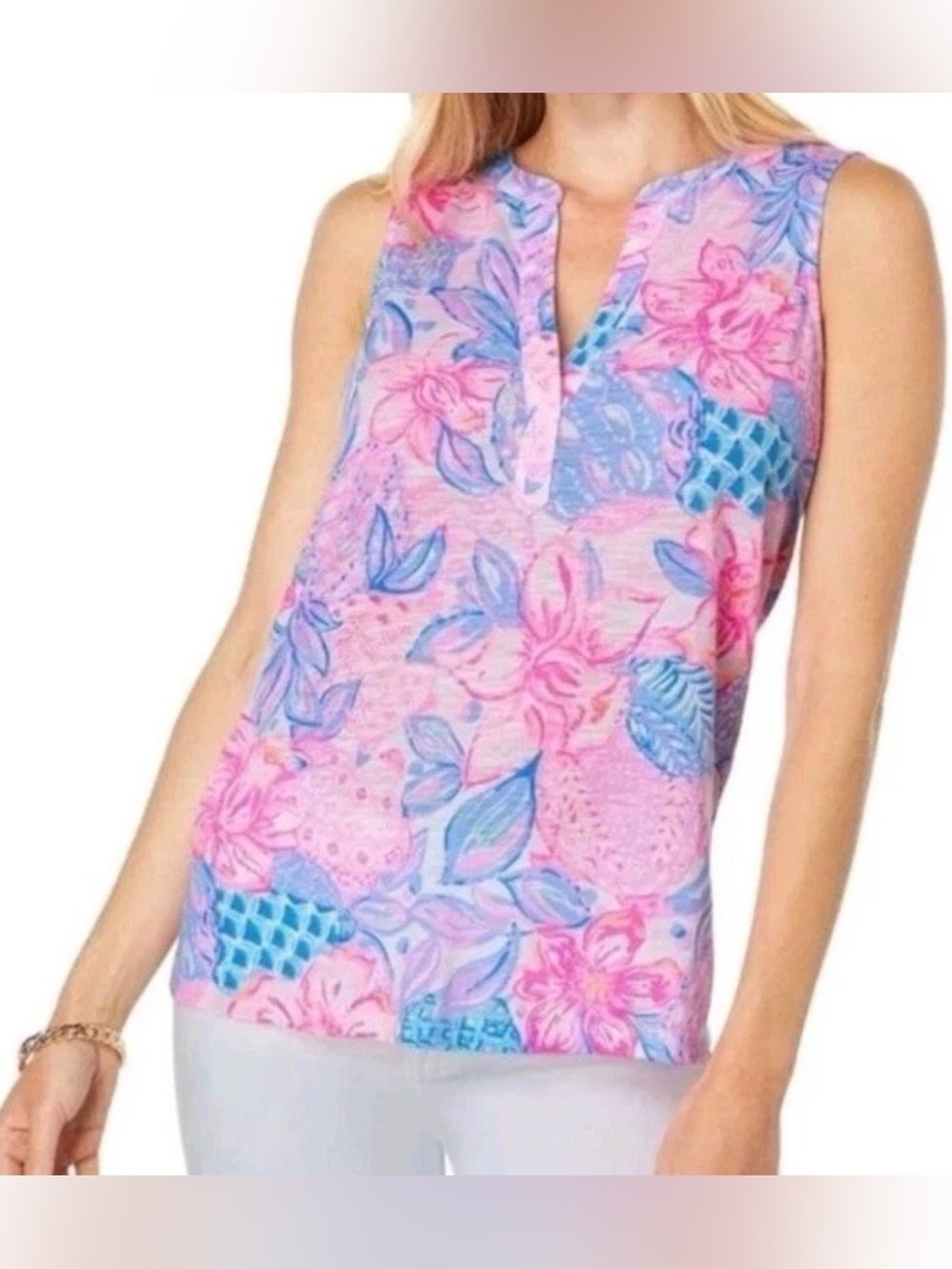 New Lilly Pulitzer Essie Top Pink Isle Snappy Turtle Size Medium